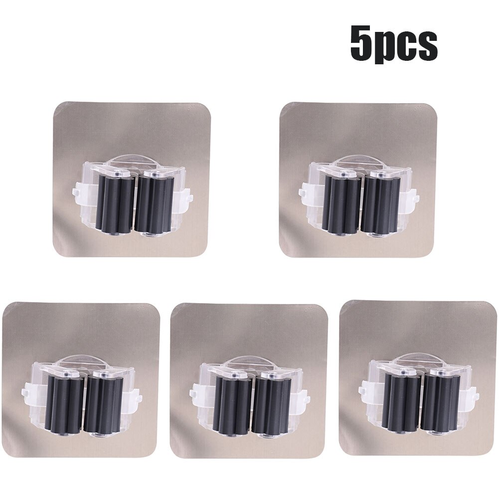 Multifunctionele Haken Mop Houder Wandmontage Organizer, borstel Bezem Hanger Haak Keuken Badkamer Waterdichte Wand Haak Self-Adhesiv: 5pcs Black Hooks