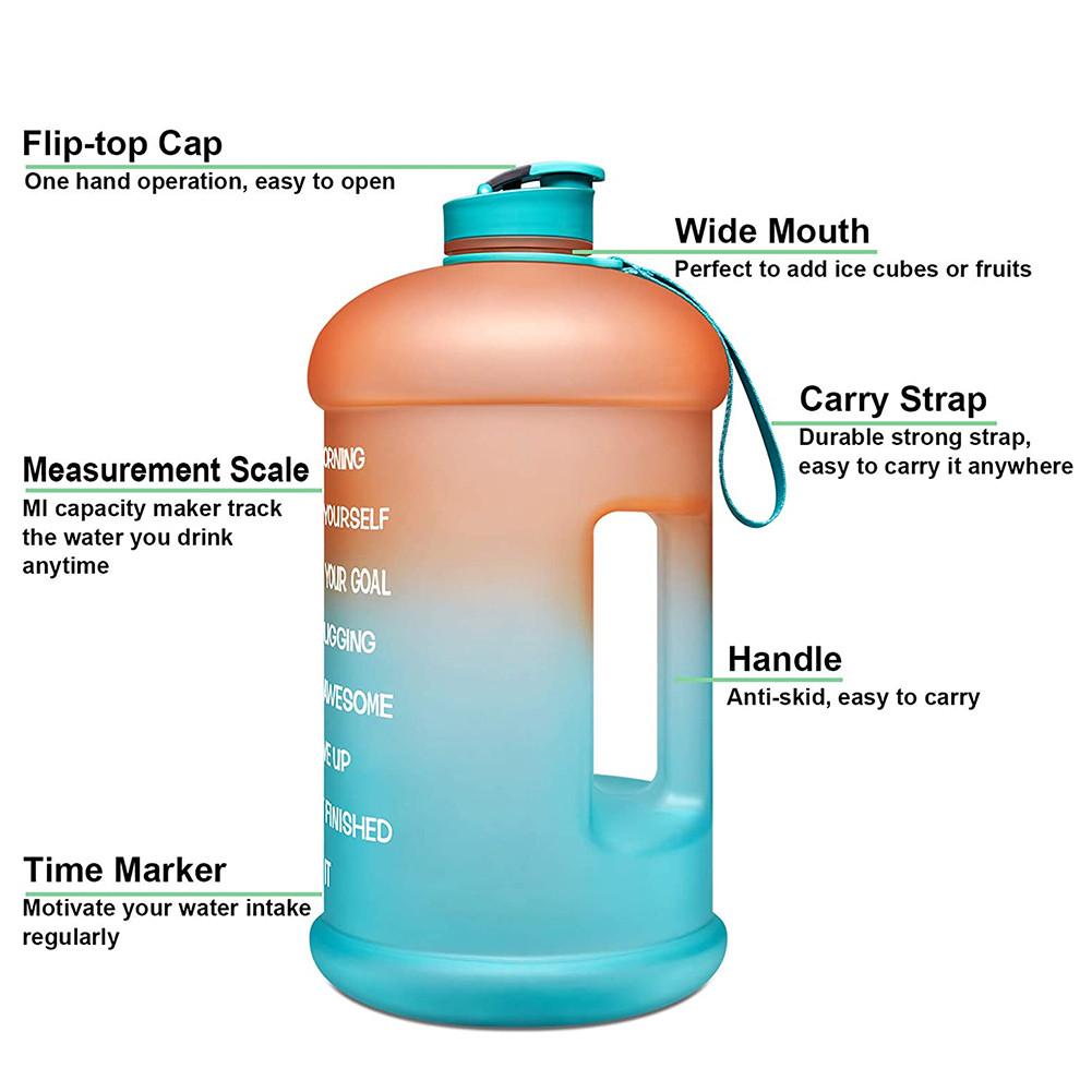1 gallone/3.78L Portatile Bottiglia di Acqua di sport con Paglia Motivazionale tempo Marcatore a prova di Perdite PETG per Il fitness Manubri Acqua tazza