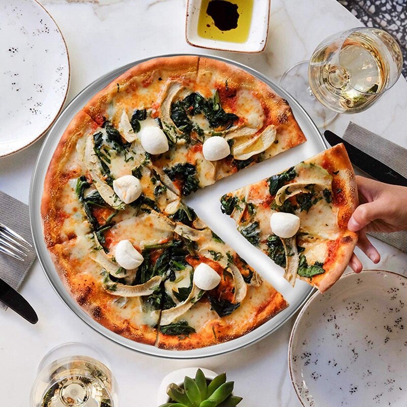 Pizza Bakken Pan Pizza Pan 12 Inch 201 Rvs Pizza Pan Ronde Pizza Bakken Pan Oven Pan Anti-aanbak En gezonde Bakken Pan
