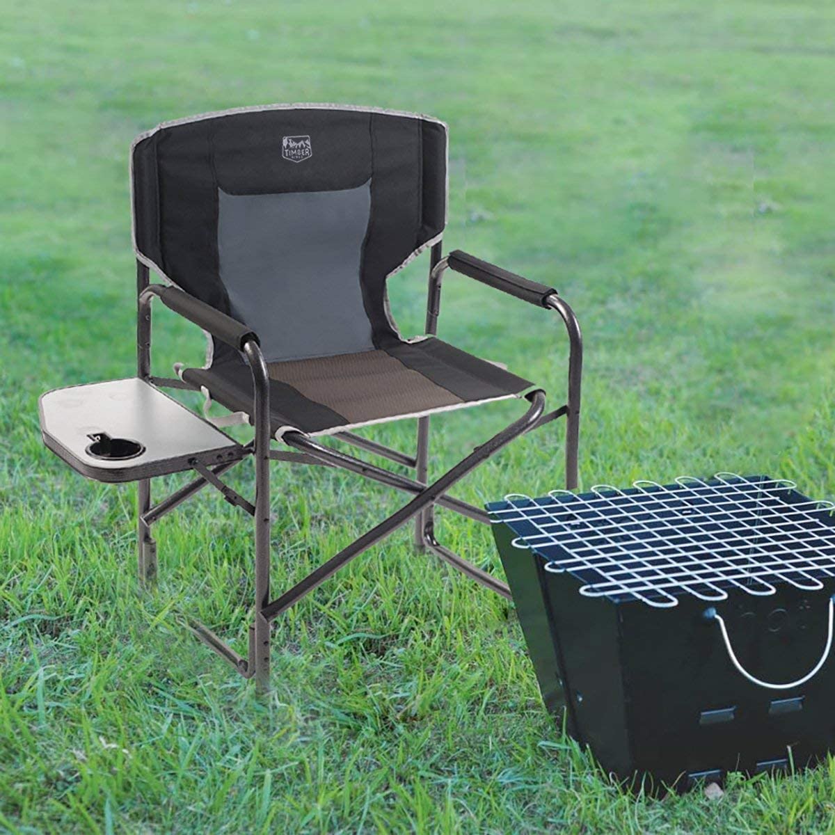 Director's Chair Folding Aluminum Camping Portable Lightweight Chair Supports 135kg with Side Table Outdoor, nature hike chair