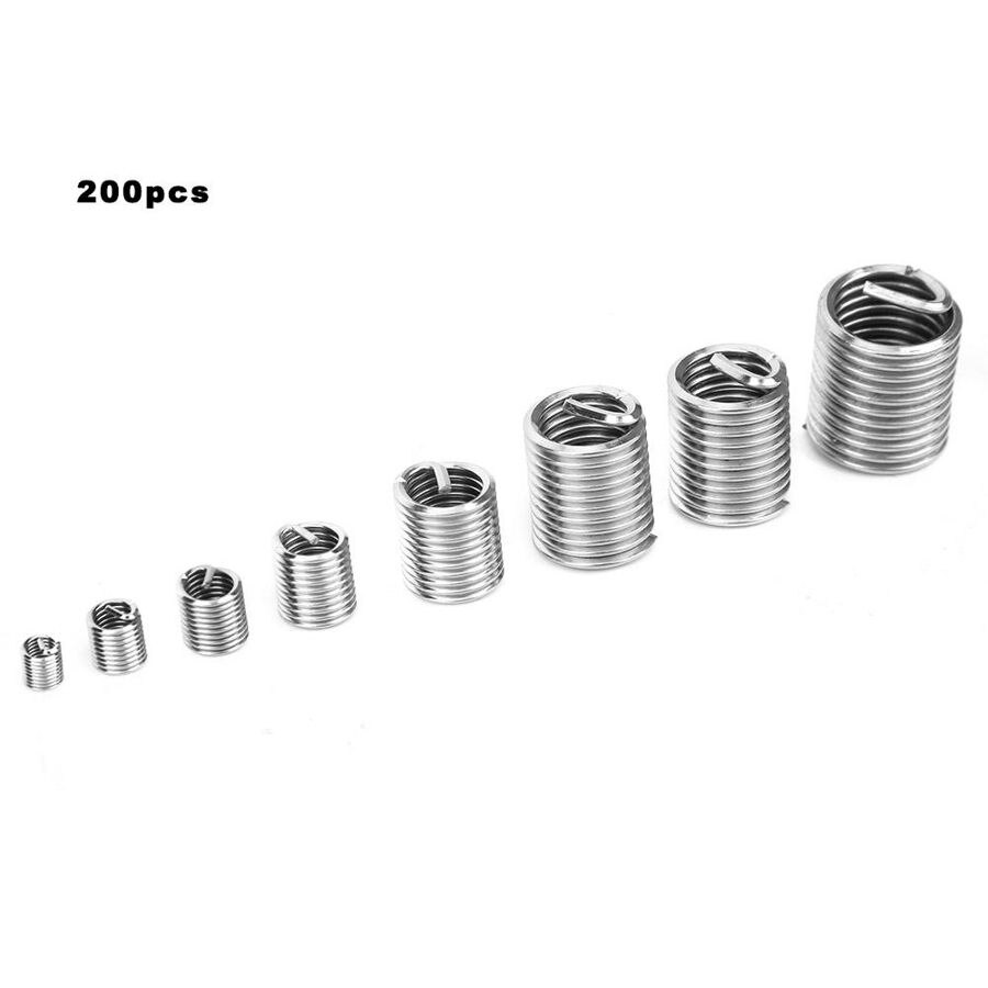 Gänginsats , 200 st 304 gänginsats i rostfritt stål  m3/m4/m5/m6/m8/m10/m12 aluminium invändig gänginsats för