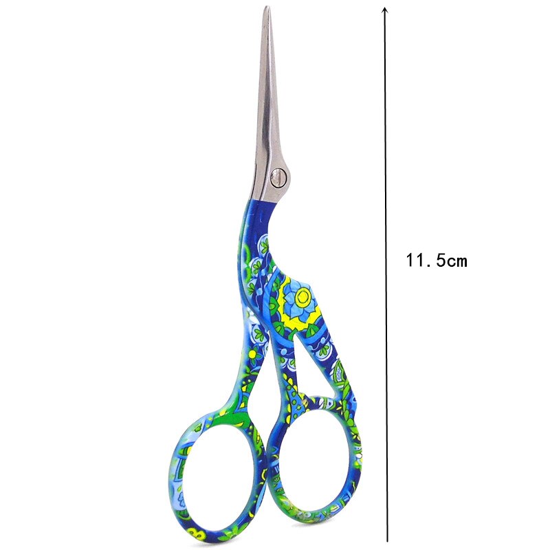 2 Size Stainless Steel Craft Scissors Handmade DIY Sewing Tools Zig Zag Fabric Scissors Pink Antique Stork Scissors: Large Blue flower