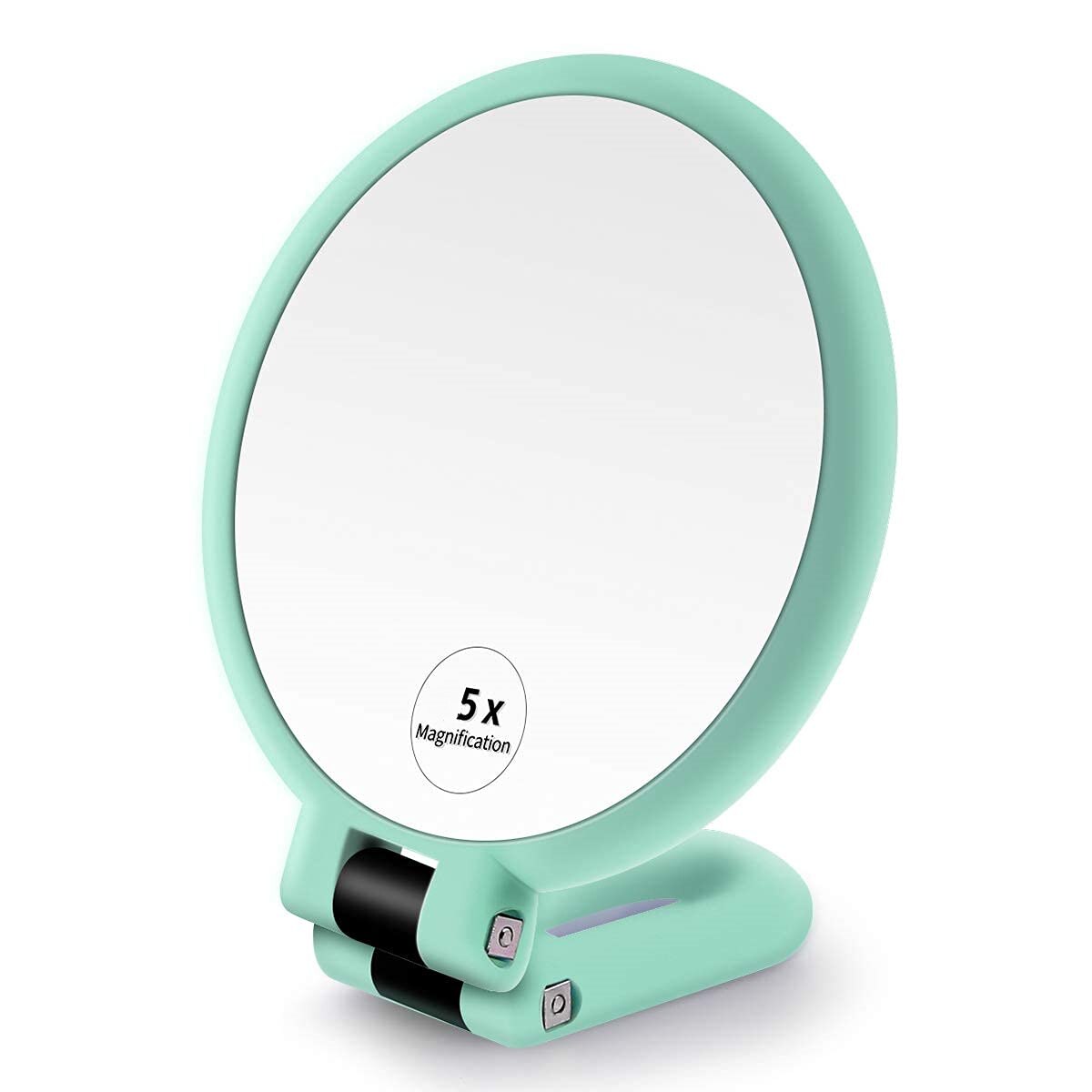 2/5/10x Magnifying Handheld Mirror ,Travel Folding Hand Held Mirror,Double Sided Pedestal Makeup Mirror with 1/10x Magnification: Ivory