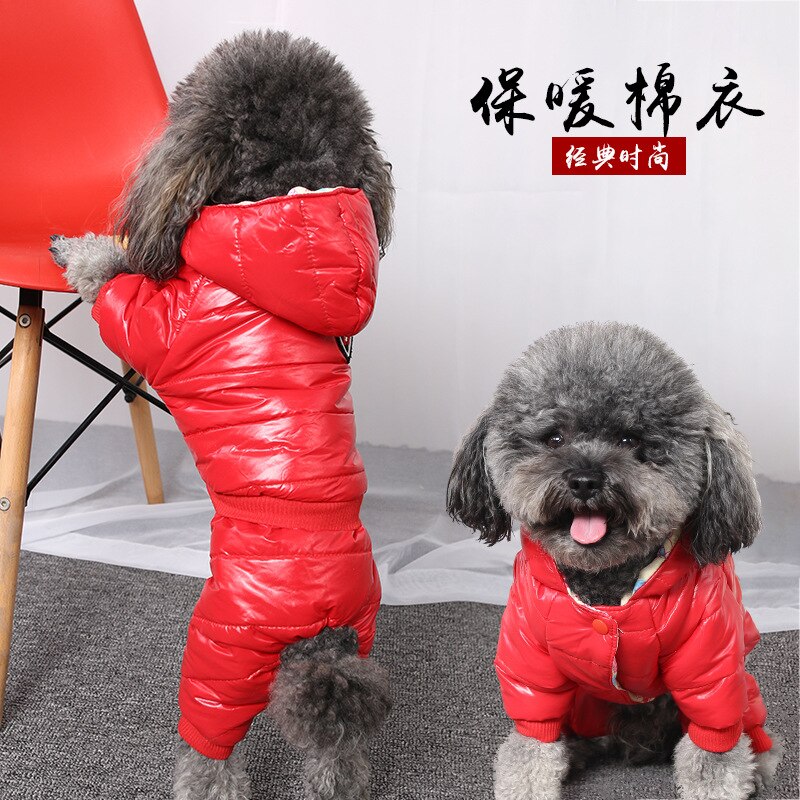 Mono de algodón de cuatro mangas para perro y gato, Parkas de colores puros,