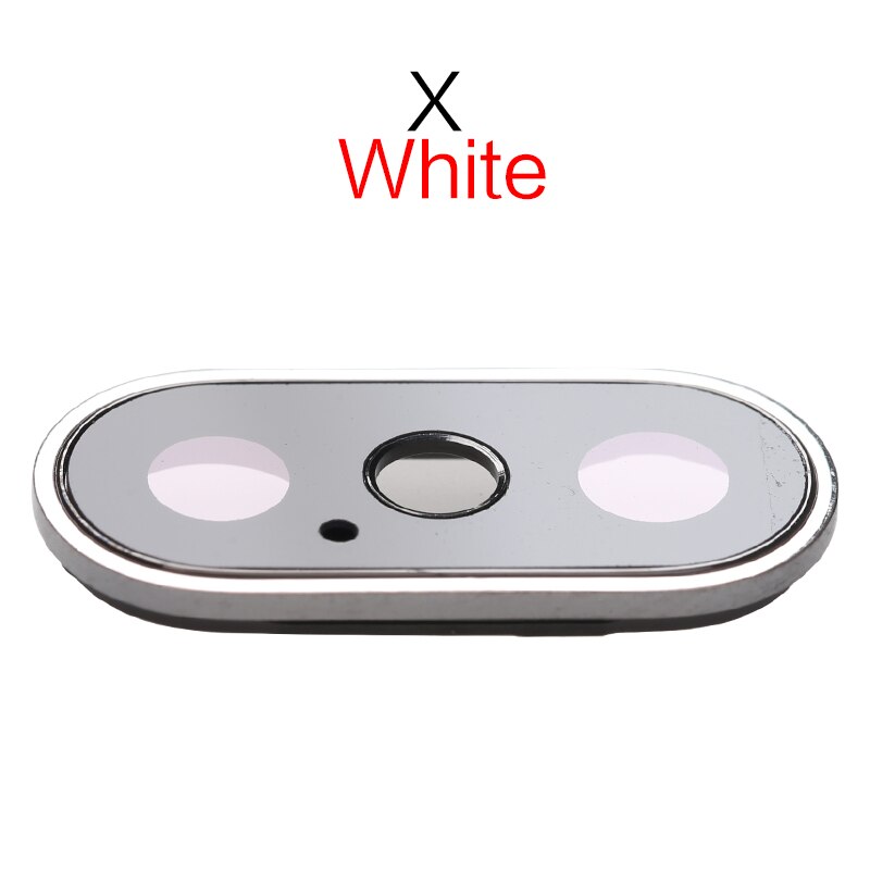 1 sztuk tylna kamera szklany obiektyw pierścień Bezel pokrywa uchwyt dla iPhone 7 8 Plus X obiektyw części zamienne: For X White