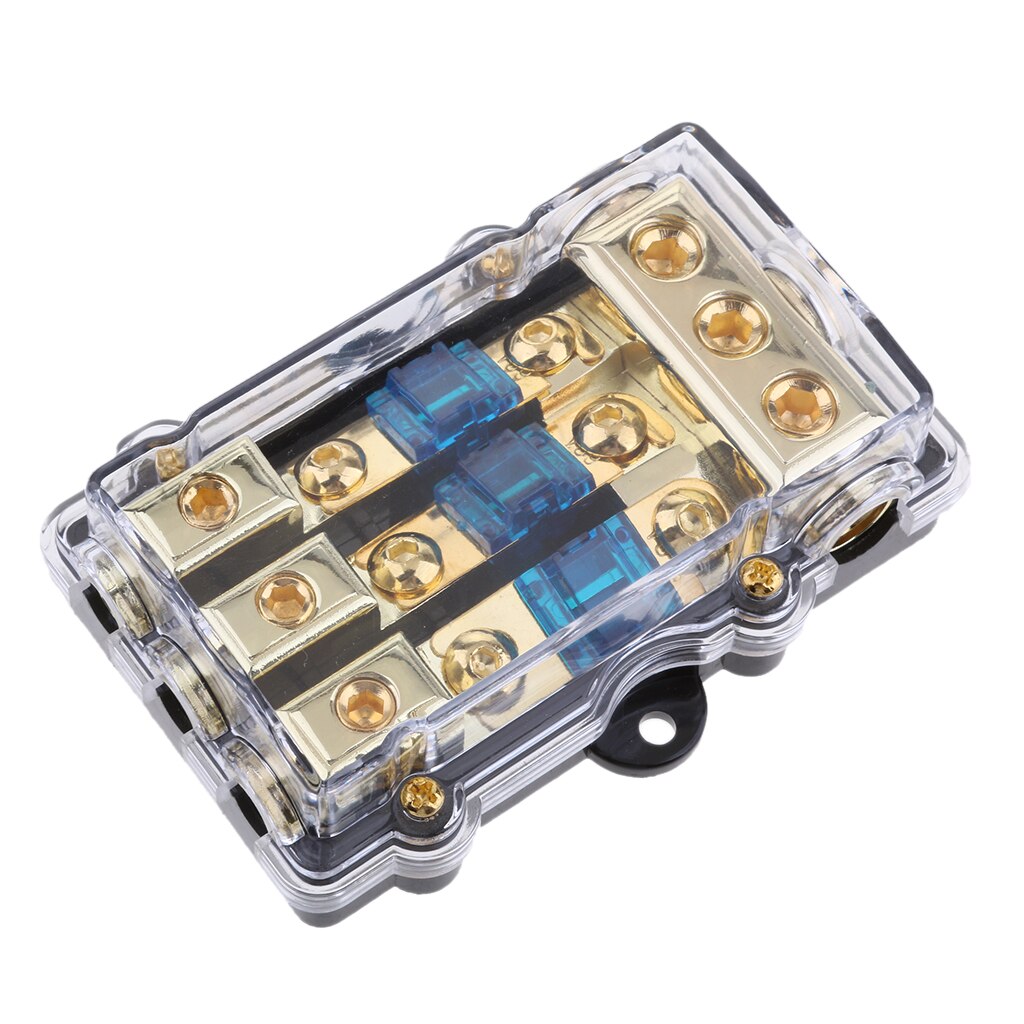 Power Distribution Block Accepts 4/8 AWG Gauge Wire AGU Fuse Holder 60A(3in 1out) High Power in-line Fuses