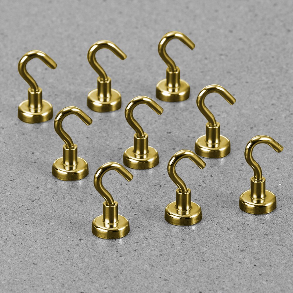 10 stuks supersterke magnetische haken voor opslag en organisatie, zware haakhouder: Gouden