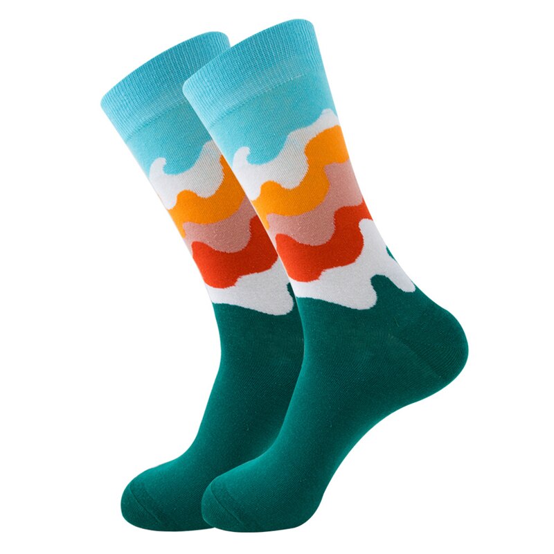 Men Socks Combed Cotton Colorful Happy Funny Sock Casual Long Mens Compression Socks Calcetines Ciclismo Hombre: WZ135-016