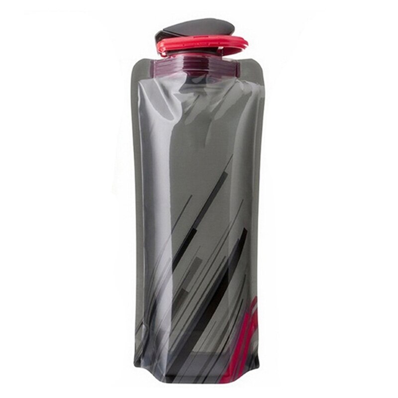 Foldable Drinking Water Bottle Bag Pouch Outdoor Hiking Camping PE Water Bag Soft Flask Squeeze for Running Cycling Water Bags: Black