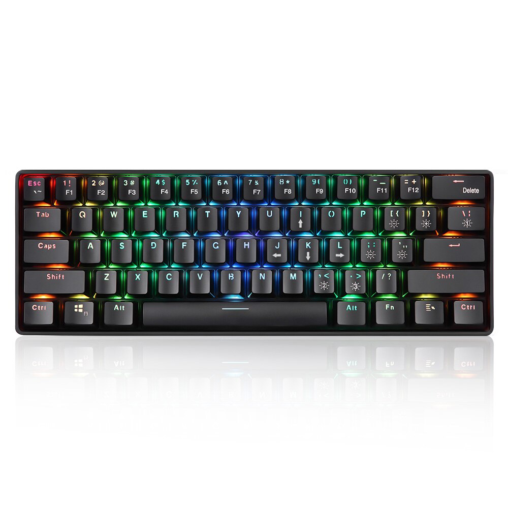 2.4G Wireless Wired Gaming Mechanical Keyboard Russian English With backlit 61 keys Blue Switch RGB Color For Desktop Computer