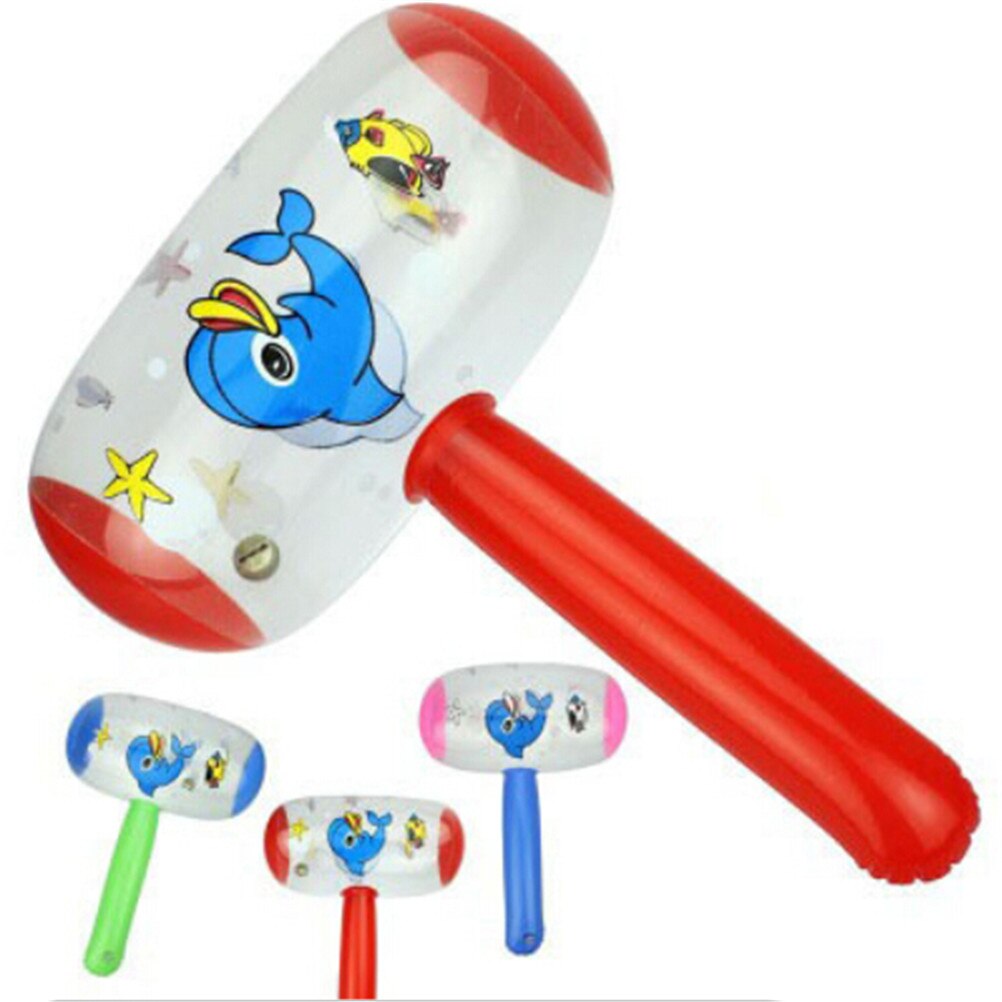 1Pc Leuke Cartoon Opblaasbare Lucht Hamer Met Bell Kids Kinderen Blow Up Lawaaimaker Speelgoed Kleur Willekeurige