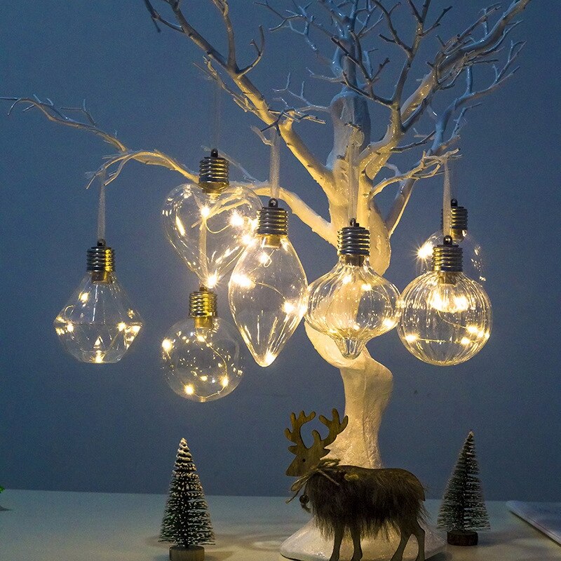 Julepære simulation pære juletræ belysning vedhæng kæledyrsformet filament julekugle hængende på juletræ dekoration