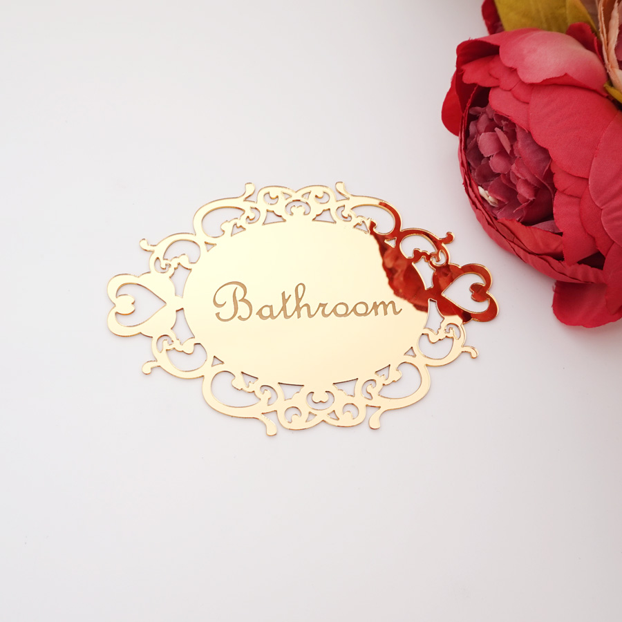 Bedroom Bathroom Toilet WC Door Sign Wall Sticker Signage Acrylic Mirror Oval Indicator Home Decor House Moving