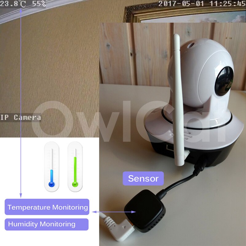 Temperature and Humidity sensor for OwlCat CCTV Video Surveillance Security IP Camera Micro USB interface