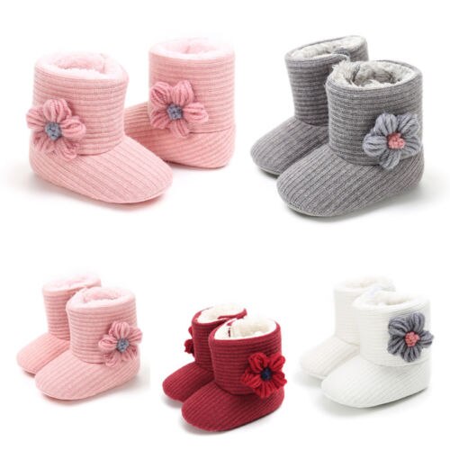 Botas de lazo para bebé recién nacido, zapatos de invierno cálidos informales de suela blanda para niña pequeña de 0 a 18M