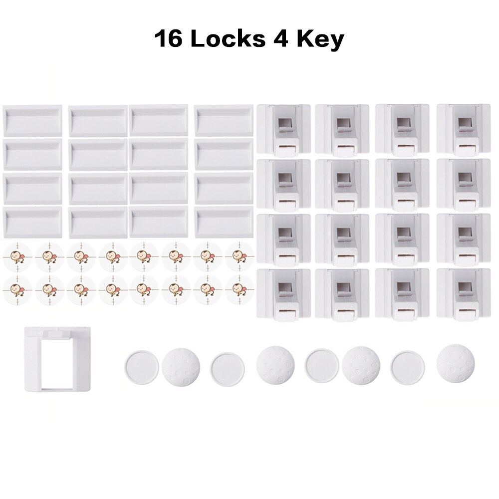 Bambino magnetico di Protezione Serratura di Sicurezza Del Bambino Cassetto Del Governo del Portello Blocco di Sicurezza Per Bambini Bambini Blocco di Sicurezza 12 + 3/16 + 4 con 1 Culla: 16 Locks 4 Keys