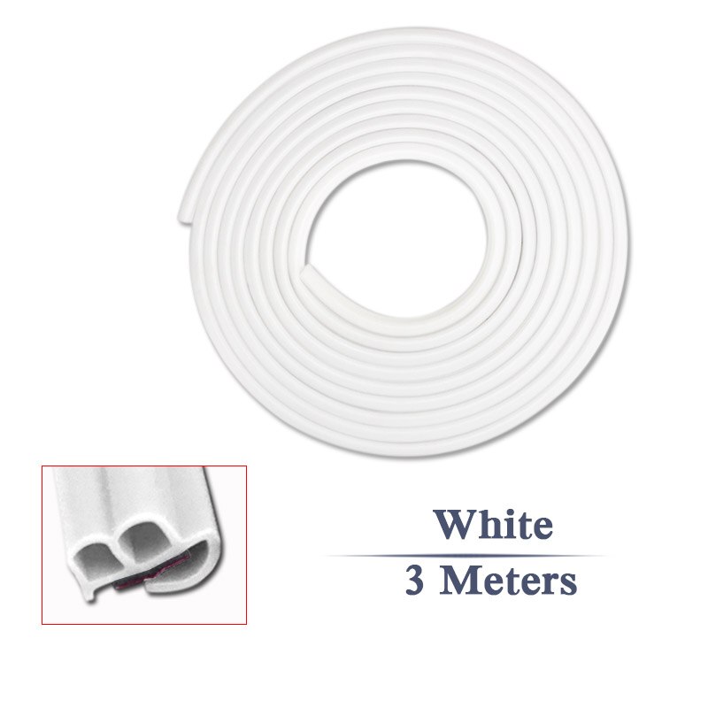 для авто 1/2/3Meters BJ Noise Insulation Car Door Weatherstrip Front Rear Windshield Edge Sealing Strips Sticker Car Accessories: White 3 Meters