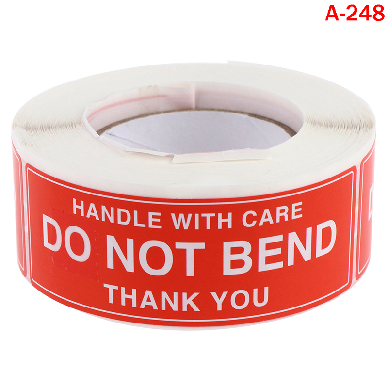 250 Fragile Stickers 1x3in Handle with Care Thank You 500 / Roll Warning Labels: not bend 1
