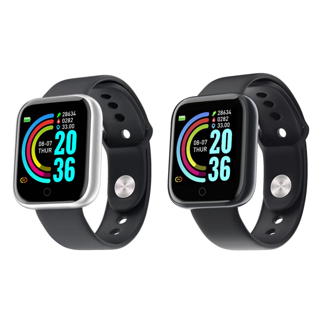 2PCS Y68 Smart Watch Fitness Tracker Blood Pressure Smartwatches Waterproof Heart Rate Monitor Bluetooth Smart Wristwatch: 1A 1D