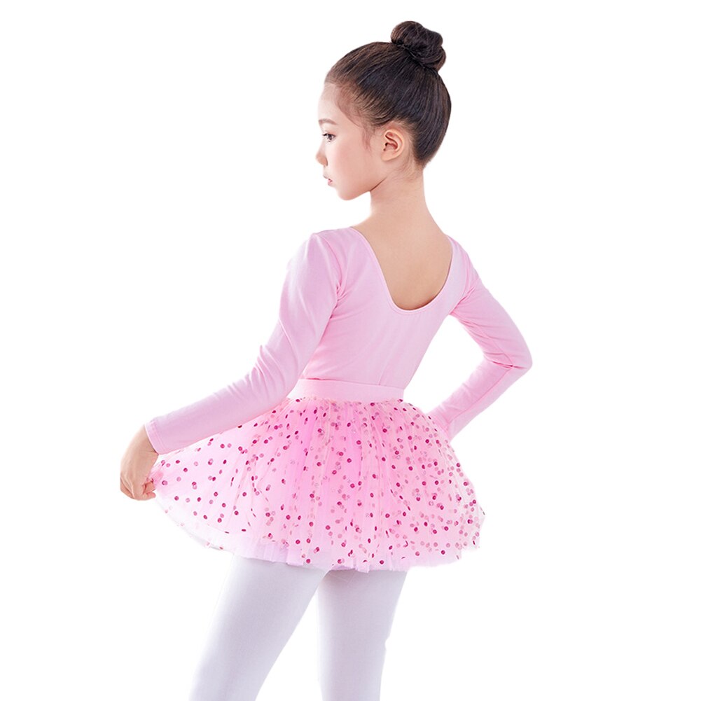 Kids Girls Layered Stars Sequins Tutu Skirt Children Princess Ballet Dance Dress Long Sleeve Fluffy Petticoat Skirt