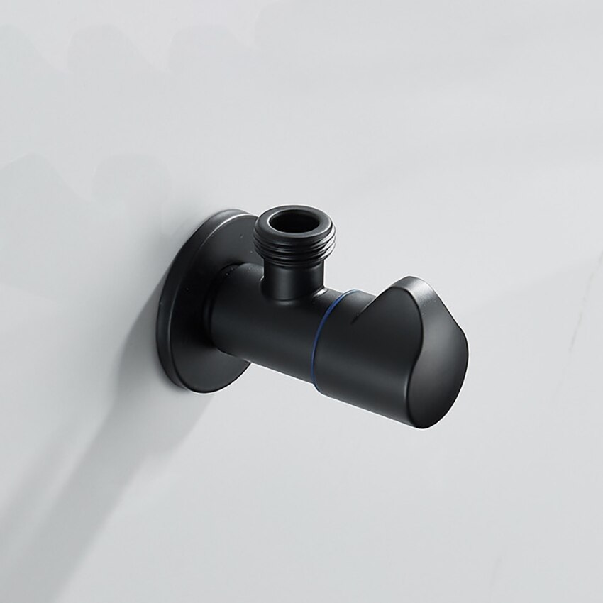 Quarter Turn Angle Stop Valve 304 Stainless Steel Faucet Shut Off Valve G1/2, Cold / Water Control Vavle, Black Painted: Cold Water