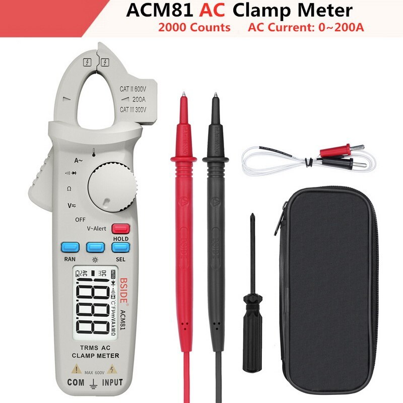 Voltage Clamp Meter Pocket Digital Clamp Meter Multimeter ACM91 DC AC Current Accurate 1mA Ammeter Temp Tester#: 3