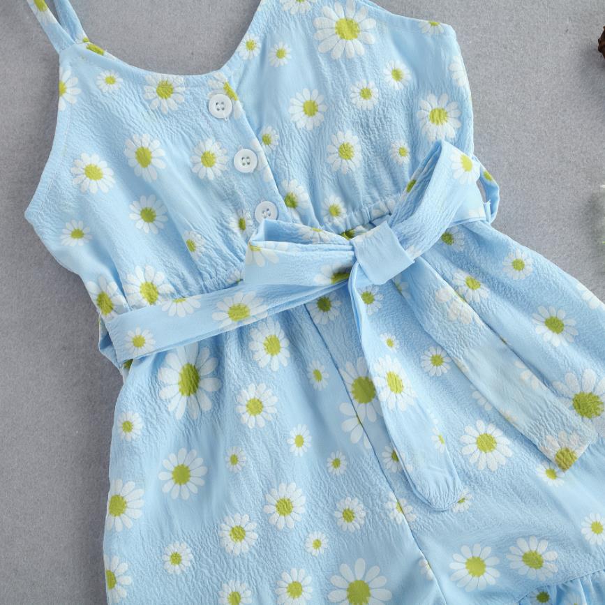 Combinaison sans manches pour petites filles, motif Floral, tenue d'été élégante