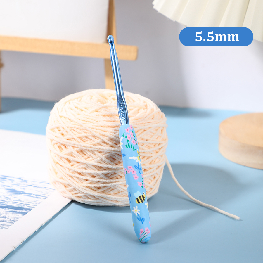 1 Stück/2,0–10,0 mm kleine Biene bedruckte Häkelnadeln, Häkelnadeln für Anfänger und Stricken, Häkelgarn, DIY-Bastelbedarf: Dunkelgrau