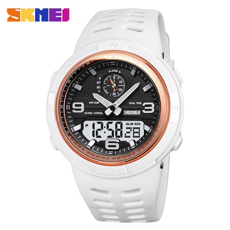 SKMEI-Reloj Digital deportivo para Hombre, pulsera electrónica con pantalla Dual, resistente al agua, para estudiantes, 1655, 1251: Plata