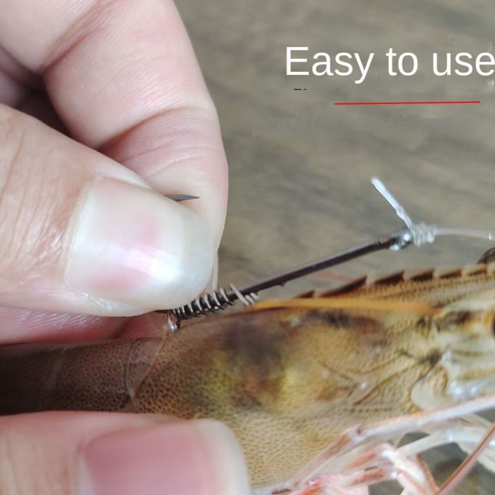 10pcs Pickerel Live Shrimp Bait Hooks Spring Wacky Weedless Worm Wide Gap High-carbon Steel Fishhook Soft Worm