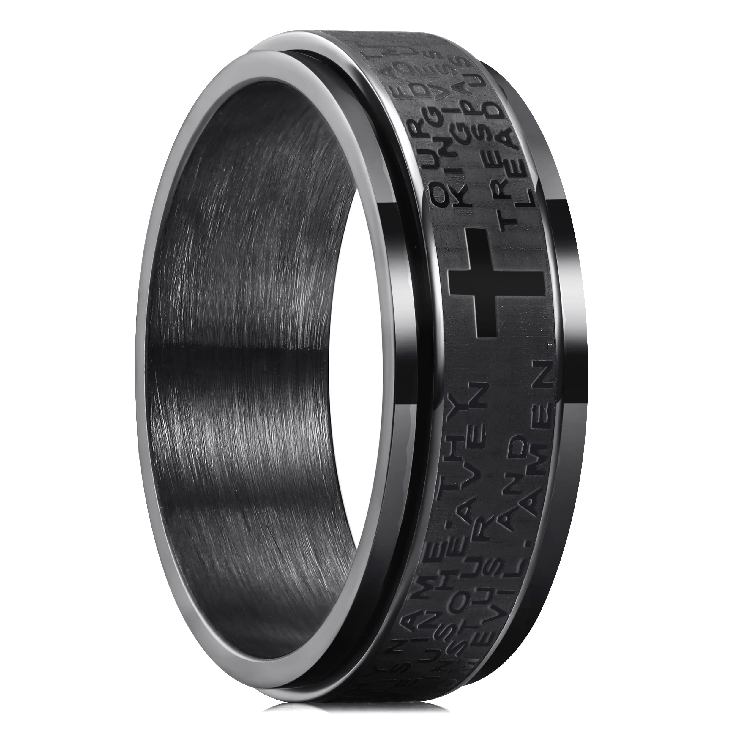 Anneaux d'anxiété en acier inoxydable pour hommes et femmes, croix chrétienne, Spinner religieux, chaîne, Anti-Stress, amulette rétro, bijoux: 11 / green