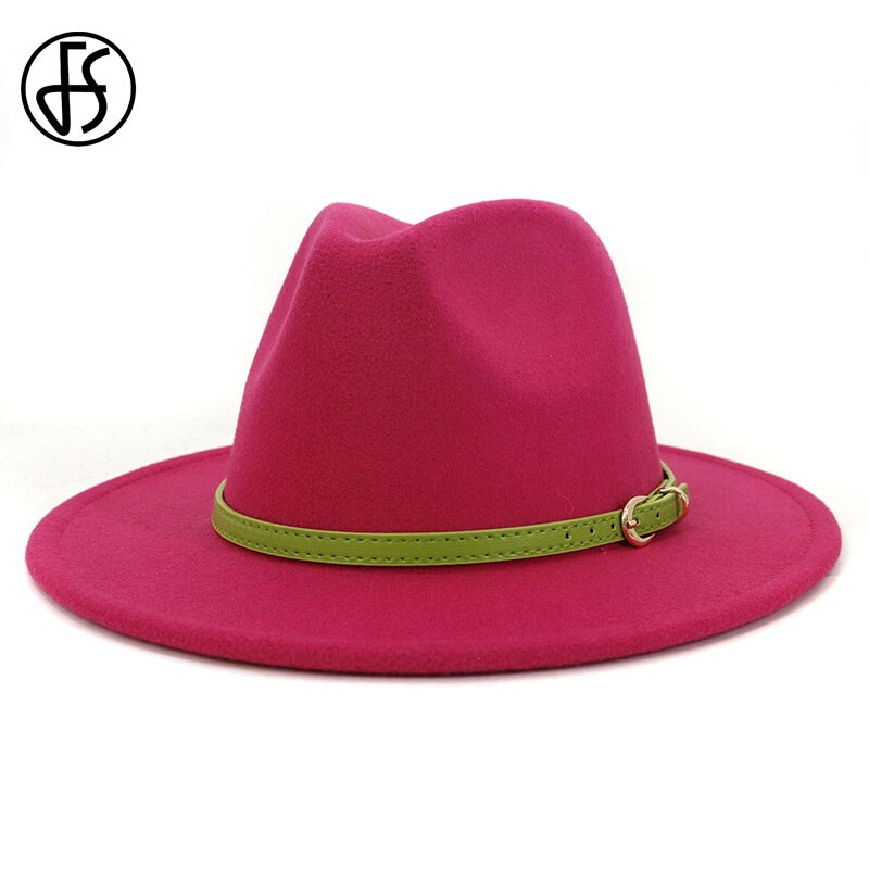 FS – Chapeau Fedora en feutre de laine pour homme et Femme, casquette à large bord, Vintage, Trilby Jazz, pour Couple, collection hiver et automne