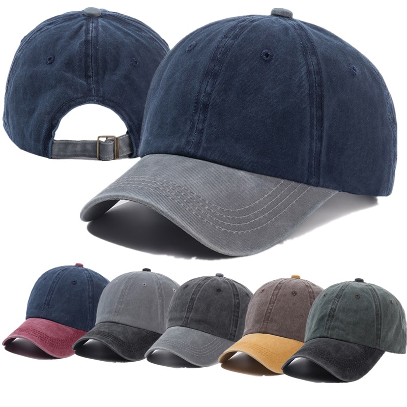 De de la lavado gorra de algodón para hombres y mujeres Gorras con visera casquete de Gorras de béisbol sombrero de papá gorra para exteriores