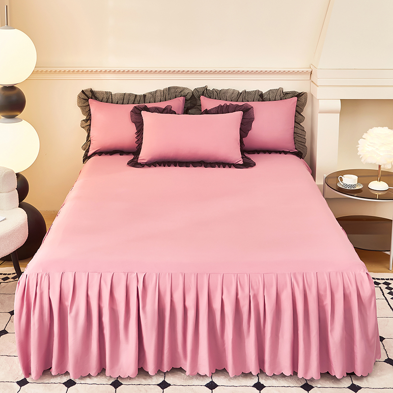 Solid Color Bed Skirt Lace Ruffled Bed Skirt 1pcs Cover Bedroom Beds Cover Bed Skirt Non-slip Mattress Cover Bedsheet Bedspread