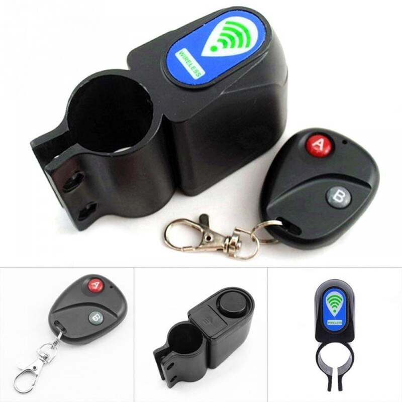 Anti-Theft Bike Lock Cycling Security Lock Wireless Remote Control Vibration Alarm 110Db Bicycle Anti-Theft Alarm,Without Batter