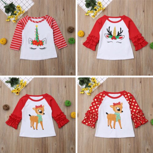 Enfant en bas âge enfants bébé garçon filles vêtements & T-shirt fête t-shirts hauts tenue de noël