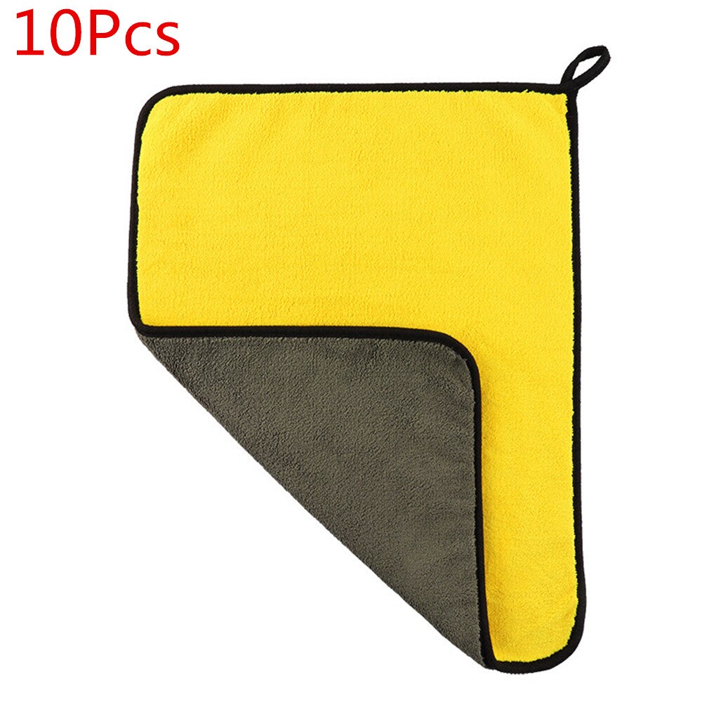 5/10 st bilvård polering tvätt handdukar plysch mikrofiber tvätt tork handduk stark tjock plysch polyester fiber bil rengöringsduk