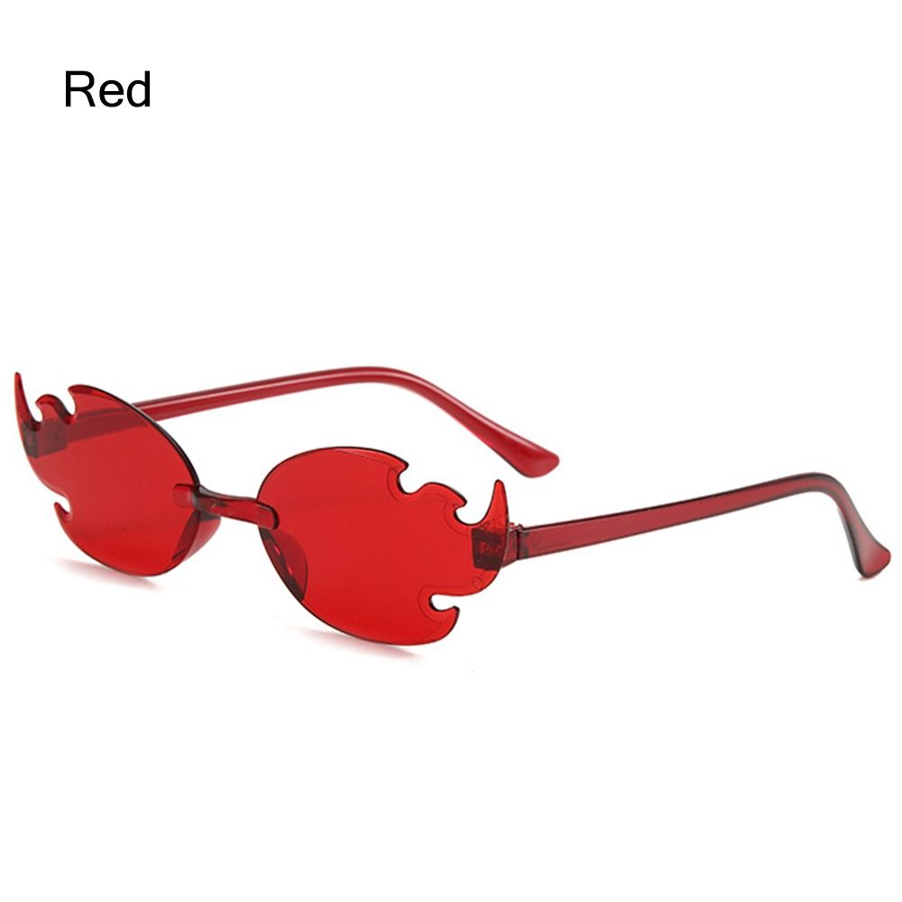 Gafas de sol coloridas con forma de llama de fuego, gafas de sol divertidas sin montura, gafas de Cosplay de para mujeres y hombres: Verde