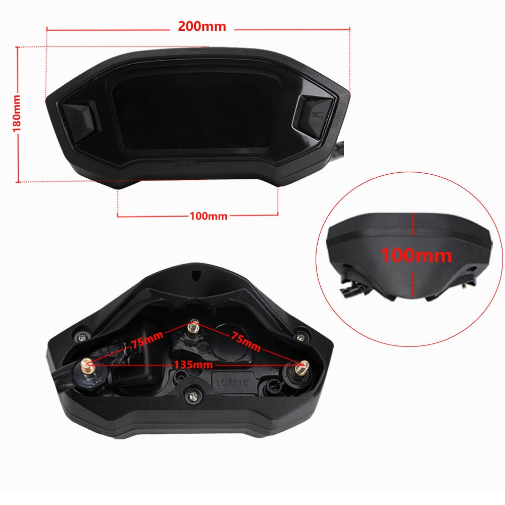 style VA screen clear in the sun motorcycle LCD speedometer seven color backlight optional backlight digital odemeter