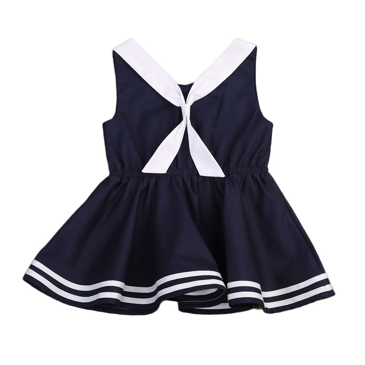 Baby Girls Sailor Suit Toddler Kid Baby Girls Dress Summer Sleeveless Casual Uniform Baby Girls Clothes Beach Party Dresses: 12M