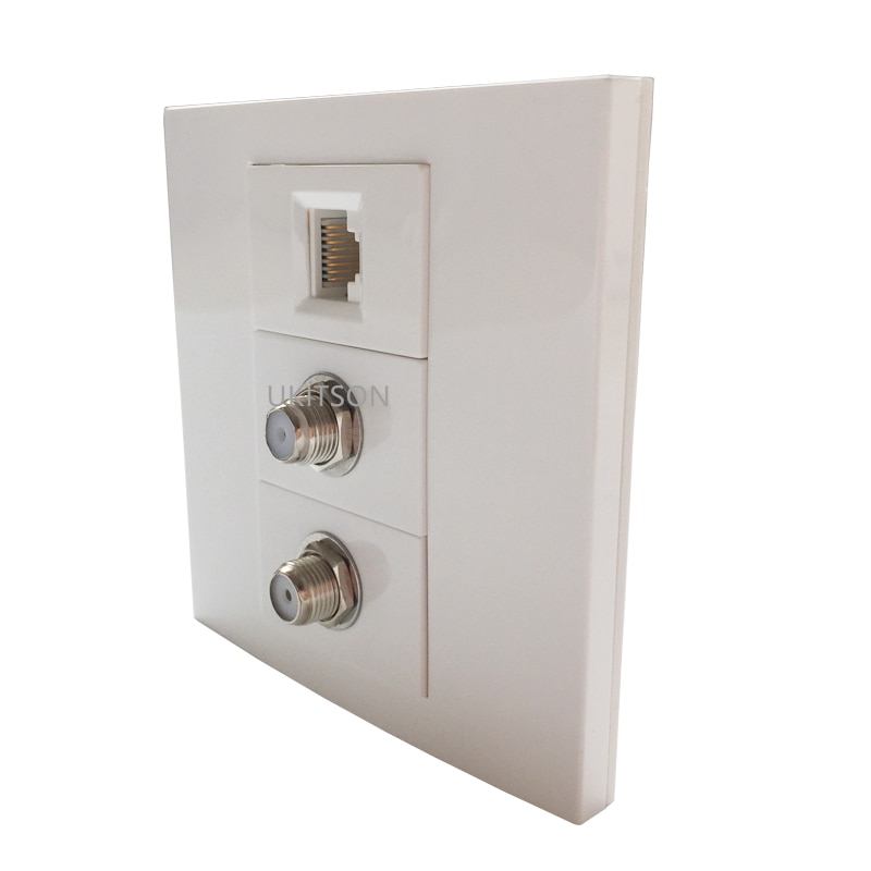 Hunn til hunn katt 6 rj45 lan stikkontakt med 2 rf hode tv støpsel dtv støpsel frontplate 86 x 86mm