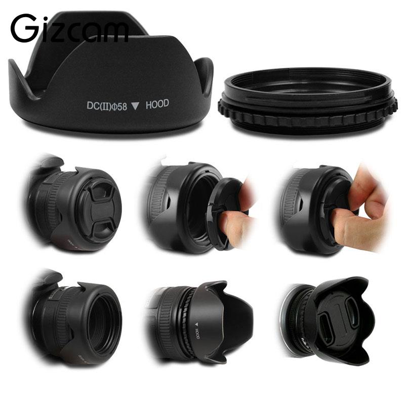 Gizcam 58mm Bloemblaadje Bloem Zonnekap Schroef Mount Universele Camera Lens Hoods voor Canon Nikon Sony DSLR Camera