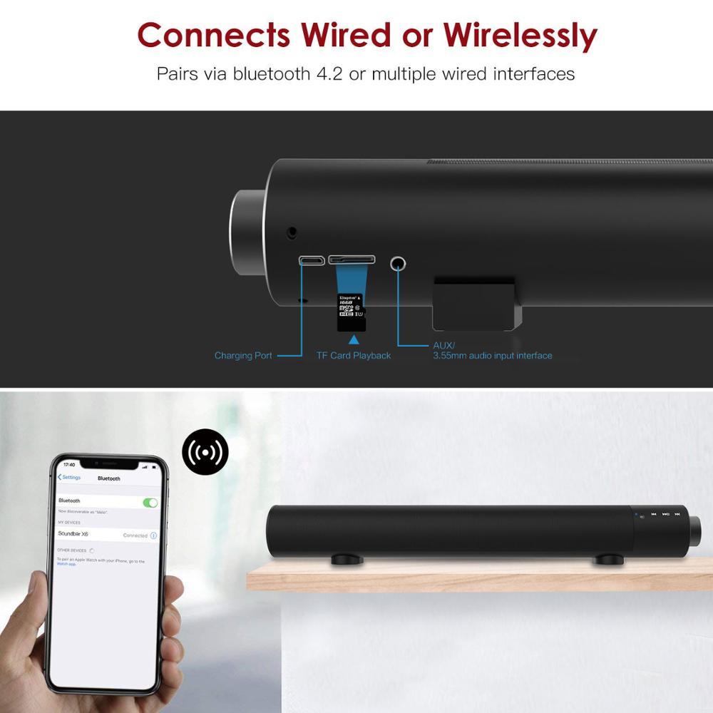 Sound Bar Bluetooth Speaker Draagbare Draadloze Subwoofer Dual Speaker Sound Player Aux/Tf Sound Bar Stereo Voor Pc en Tv