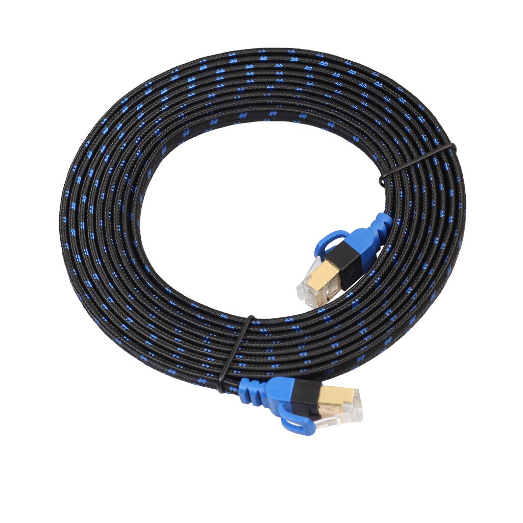 Cat7 Ethernet Cable RJ45 Network Wire 1m 2m 3m 5m Patch Cord Grid Blue Black Flat Lan Cable UTP For Laptop Route CAT 7 Cable