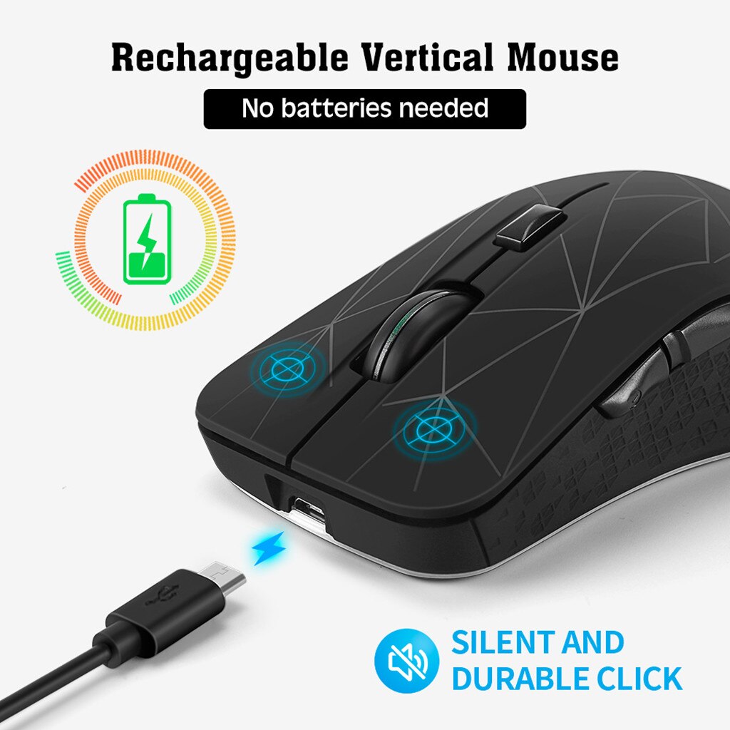 CARPRIE Wireless Mouse - Rechargeable Ergonomic 2.4GHz USB Bluetooth Optical Mouse for Laptop PC Gaming
