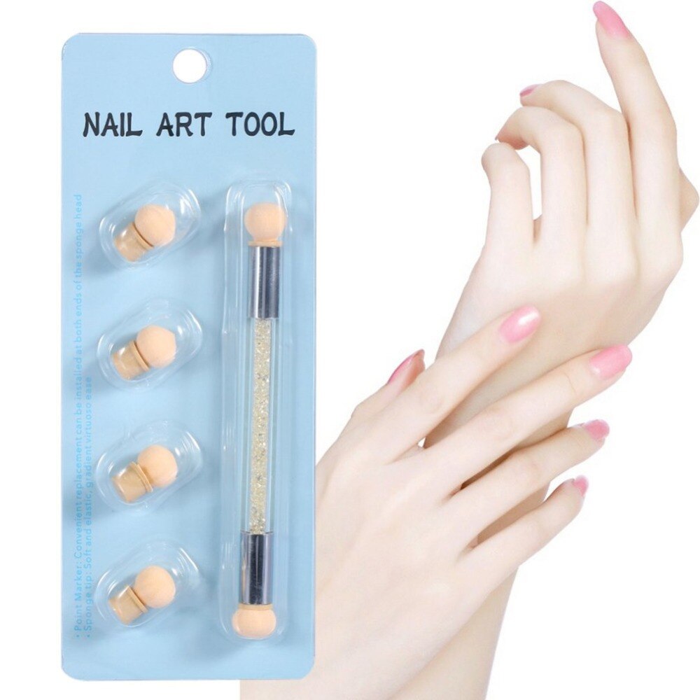 1 Set Dual-Ended Puntjes Spons Bloeiende Nail Pen Uv Led Nagellak Tekening Nagellak Professionele Manicure Tool