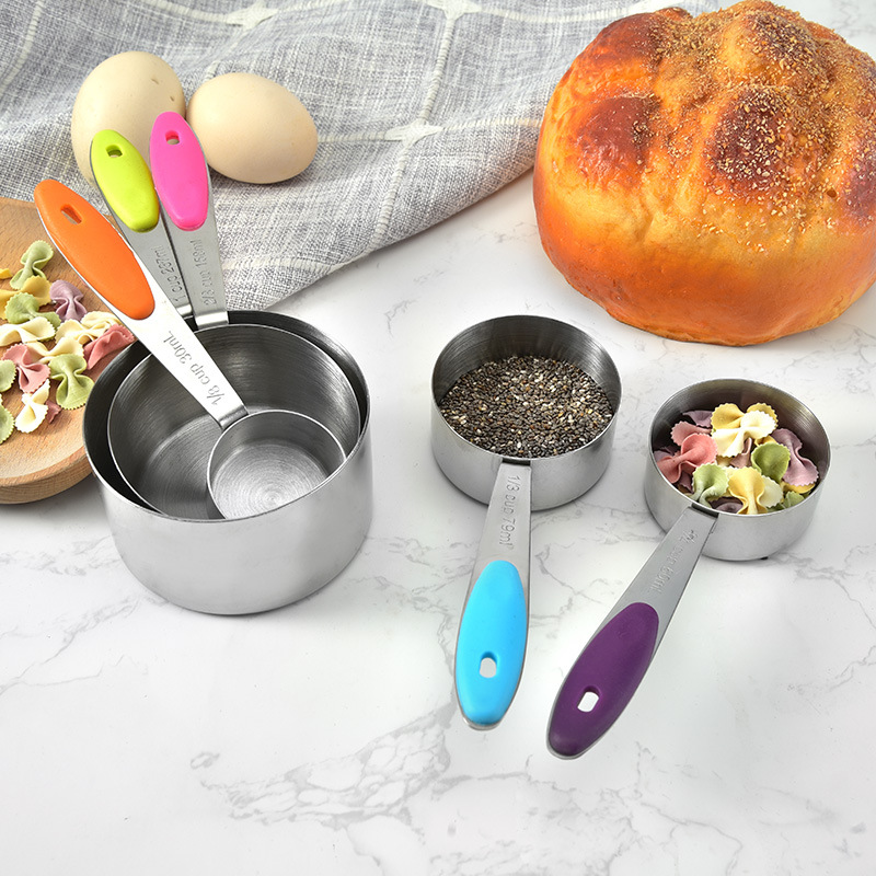 Stainless Steel Measuring Cup Measuring Spoon Set Baking Tool with Engraved Measuring Spoon Measuring Cup 10 Piece Kit