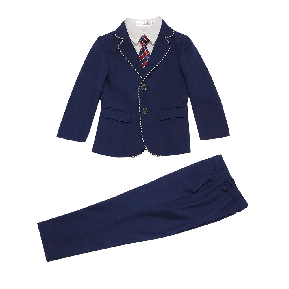 Navy Baby Boy Wedding Suits Formal Children School Uniform Tuxedo Dresses Kids Piano Costumes Gentleman Boys Business Clothes