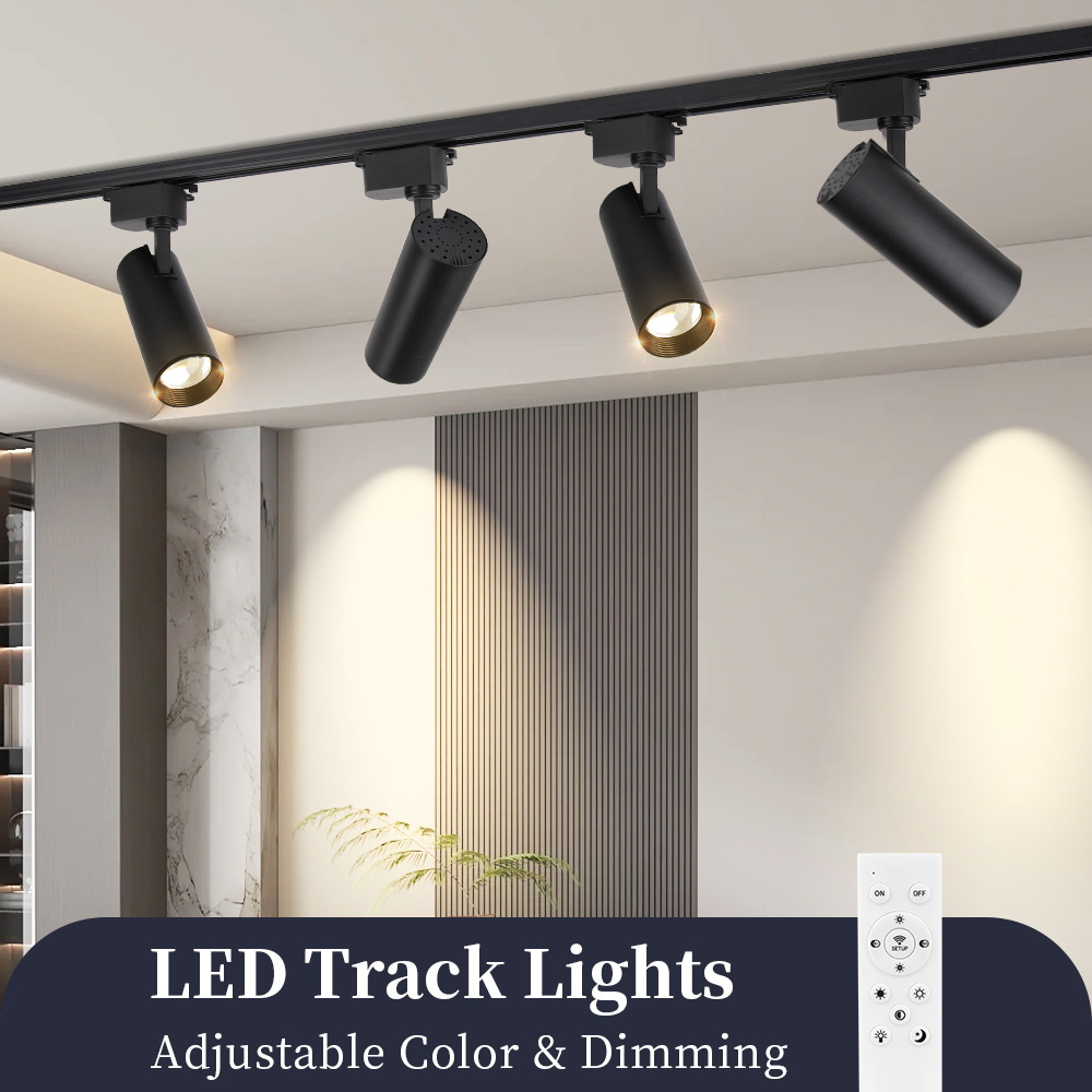 Led track spotlights with remote control, adjustable brightness, spotlight, led track lighting for living room, track ceiling light