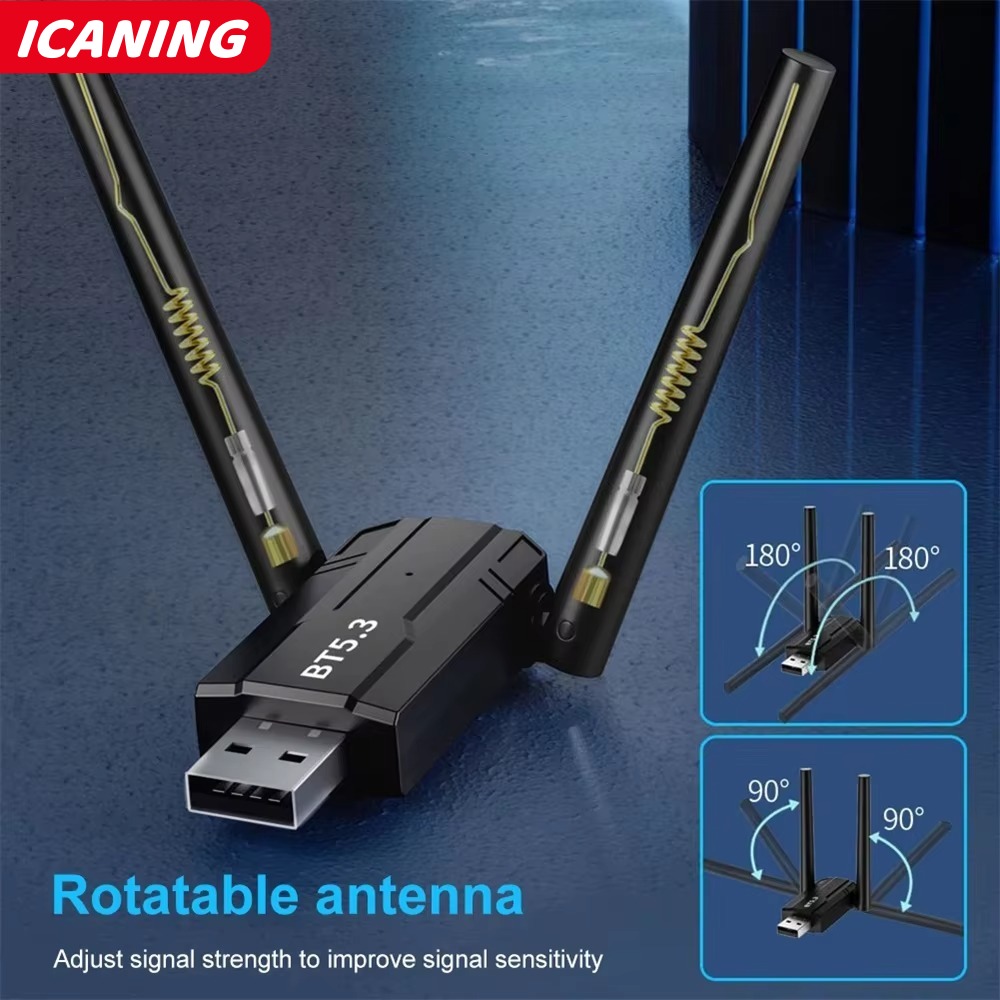 Bluetooth 5.3 Adapter Free Driver 150M USB Bluetooth Dongle Adaptador for PC Windows 11/10/8.1 Mouse Keyboard Audio Receiver